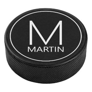Palet De Hockey Monogramme et nom personnalisés modernes