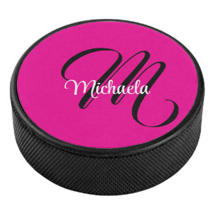 Palet De Hockey Monogramme minimaliste moderne initial nom rose ch