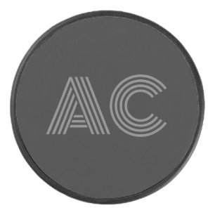 Palet De Hockey Monogramme moderne gris et noir