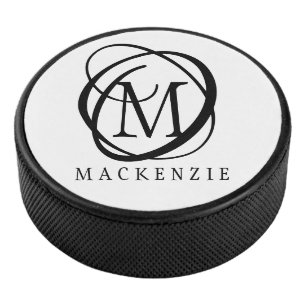 Palet De Hockey Monogramme noir moderne et élégant
