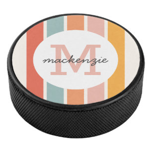 Palet De Hockey Monogramme Retro Grandes Colorées Personnalisées
