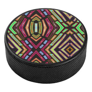 Palet De Hockey Motif de bijoux colorés dans le style du vitrail