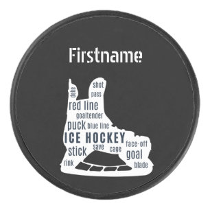 Palet De Hockey Mots de patinage - Glace personnalisée noire