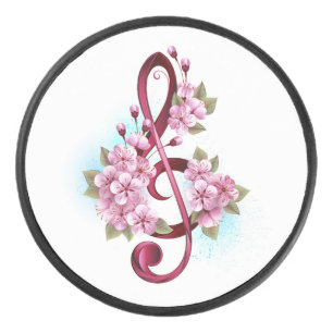 Palet De Hockey Musical treble clef notes with sakura flowers