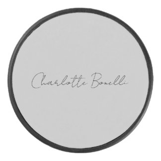 Palet De Hockey Nom de script manuscrit minimaliste Gris