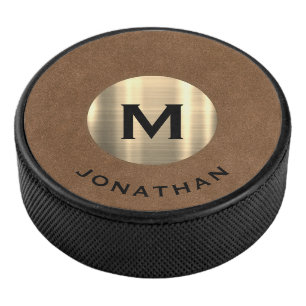 Palet De Hockey Nom du monogramme classique d'or moderne