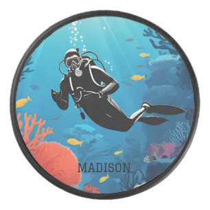Palet De Hockey Nom personnalisé Scuba Diver