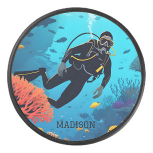 Palet De Hockey Nom personnalisé Scuba Diver