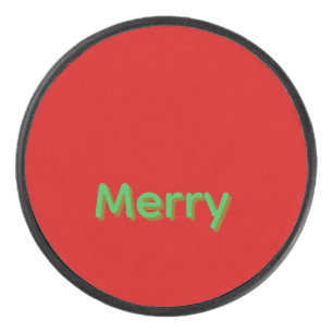Palet De Hockey Nom vert joyeux sur fond rouge