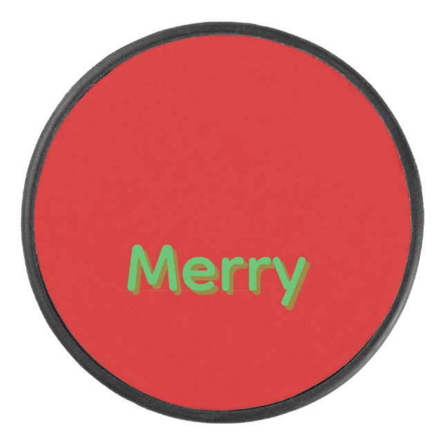 Palet De Hockey Nom vert joyeux sur fond rouge (Devant)
