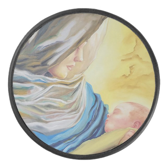 Palet De Hockey Notre Dame du Silence tenant le bébé Jésus (Devant)