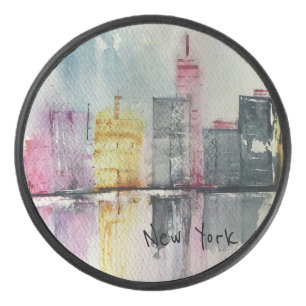 Palet De Hockey Nouvelle York NYC Skyline Paysage urbain oeuvre or