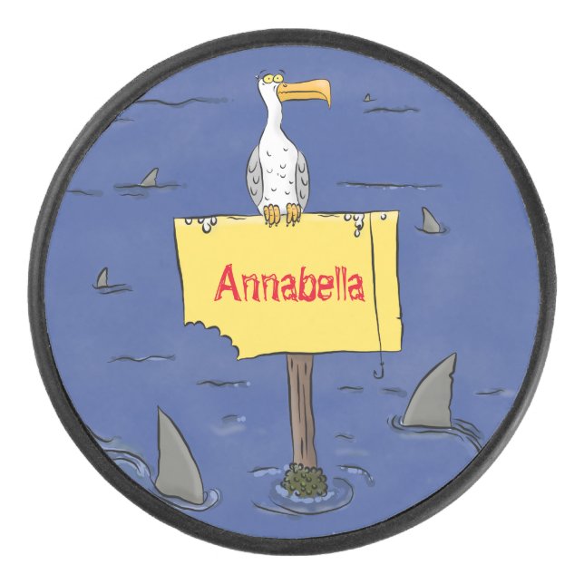 Palet De Hockey Oiseau de mer amusant entouré de dessins animés de (Devant)