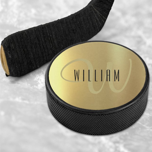 Palet De Hockey Or Monogramme Formel Luxe (Gold Monogram Formal Luxury Hockey Puck)