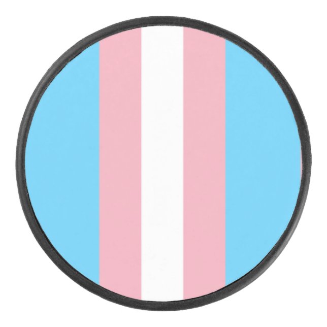 Palet De Hockey pale trans flag on hockey puck (Devant)