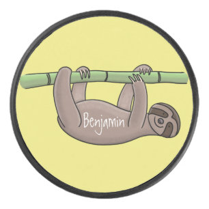 Palet De Hockey Paresse souriante mignon sur dessin animé en bambo