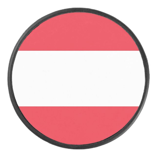 Palet De Hockey Patriotique hockeyeur avec drapeau d'Autriche (Devant)