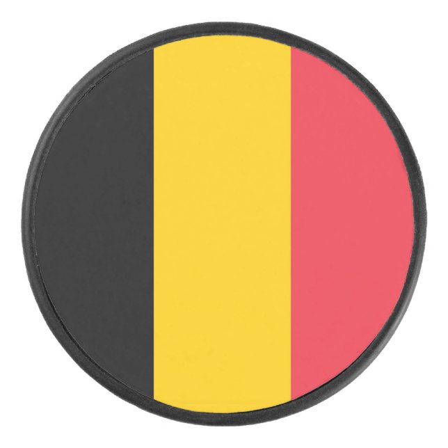 Palet De Hockey Patriotique hockeyeur avec drapeau de Belgique (Devant)