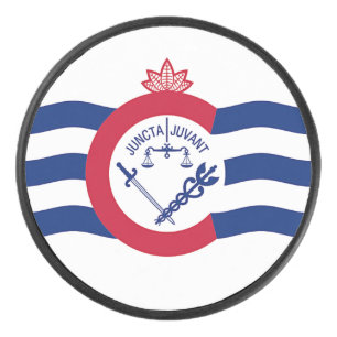 Palet De Hockey Patriotique hockeyeur avec drapeau de Cincinnati.