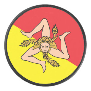 Palet De Hockey Patriotique hockeyeur avec drapeau de la Sicile