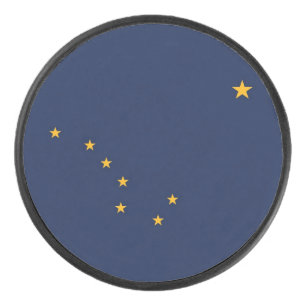 Palet De Hockey Patriotique hockeyeur avec drapeau de l'Alaska, Ét