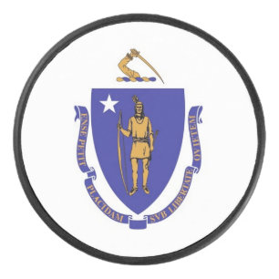 Palet De Hockey Patriotique hockeyeur avec drapeau du Massachusett