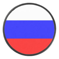 Patriotique hockeyeur avec drapeau russe