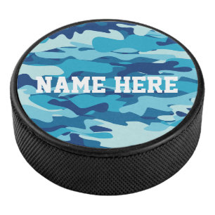 Palet De Hockey Personnalisé nom bleu armée camo cadeau de hockey