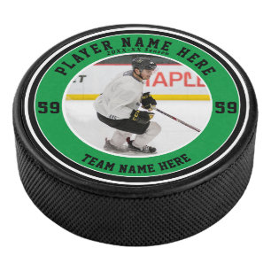 Palet De Hockey Photo personnalisée en noir vert Ice d'équipe