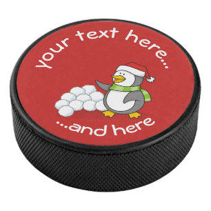 Palet De Hockey Pingouin de Noël avec boules de neige agitant