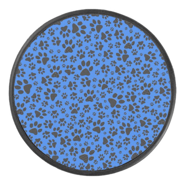 Palet De Hockey Pois de chien noir et blanc Pointe Polka sur le bl (Devant)