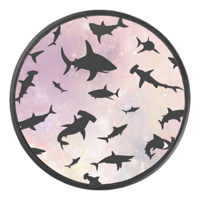 Palet De Hockey Poisson rose sur galaxie dégradée Espace (Devant)