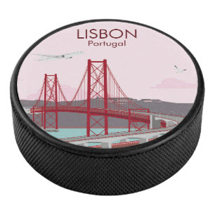 Palet De Hockey Pont de Lisbonne sur le fleuve Tage au style vinta