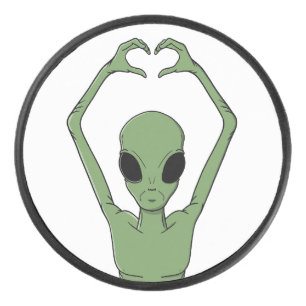 Palet De Hockey Pose de cœur extraterrestre