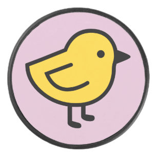 Palet De Hockey Poulet Jaune Sur Fond Rose
