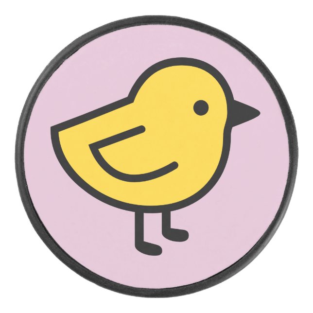 Palet De Hockey Poulet Jaune Sur Fond Rose (Devant)