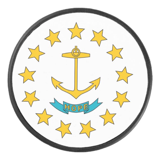 Palet De Hockey Puc de hockey patriotique avec drapeau de Rhode Is (Devant)