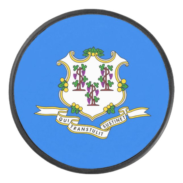 Palet De Hockey Puc de hockey patriotique avec drapeau du Connecti (Devant)