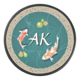 Palet De Hockey Réaliste Vert Japonais Koi Poisson Pond