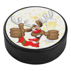 Palet De Hockey Reindeer Drunk Funny Caractère de Noël