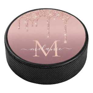 Palet De Hockey Rose Parties scintillant or Hockey Puck Nom person