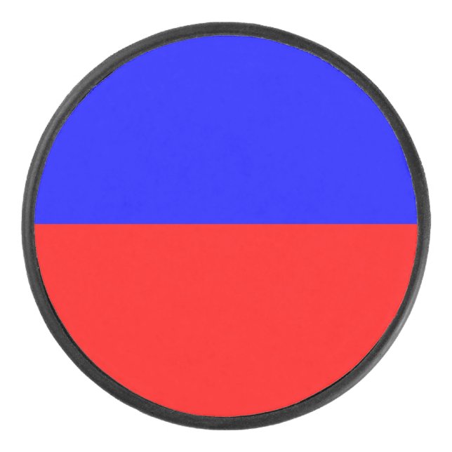 Palet de hockey rouge et bleu (Devant)