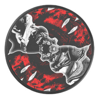 Palet De Hockey Rouge Noir et Blanc