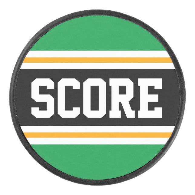 Palet De Hockey SCORE Black Green White Yellow Hockey Stripes (Devant)
