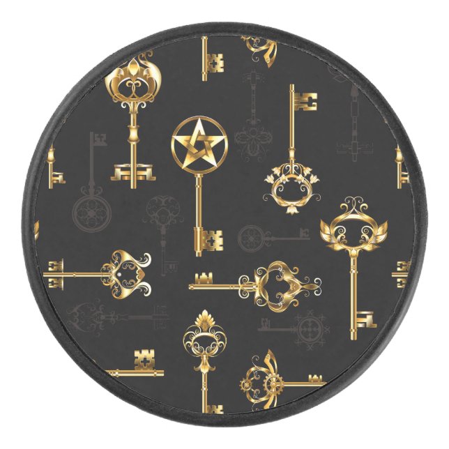 Palet De Hockey Seamless Pattern with Golden Keys (Devant)