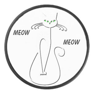 Palet De Hockey Slinky Black Cat Meow Meow Texte Personnalisé Yeux