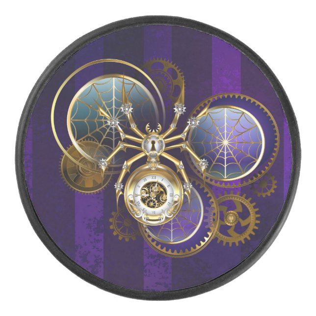 Palet De Hockey Spider Steampunk sur Arrière - plan pourpre (Devant)