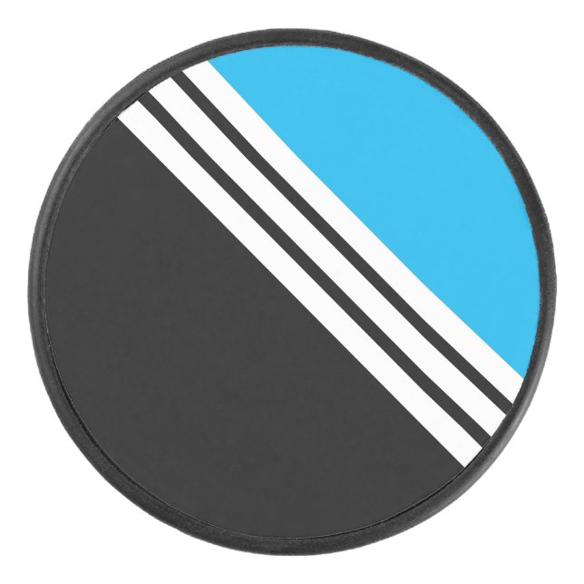 Palet De Hockey Sporty Ice Blue Black Slant White Racing Stripes (Devant)