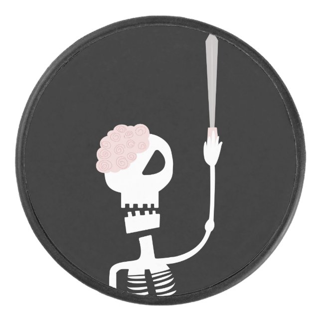 Palet De Hockey squelette d'Halloween avec une épée  (Devant)