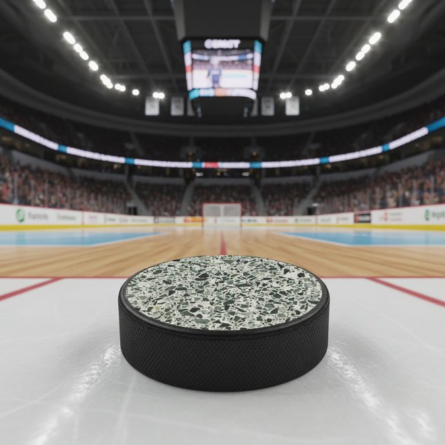 Palet De Hockey Terrazzo Vert Moderne (Modern Green Terrazzo Hockey Puck)